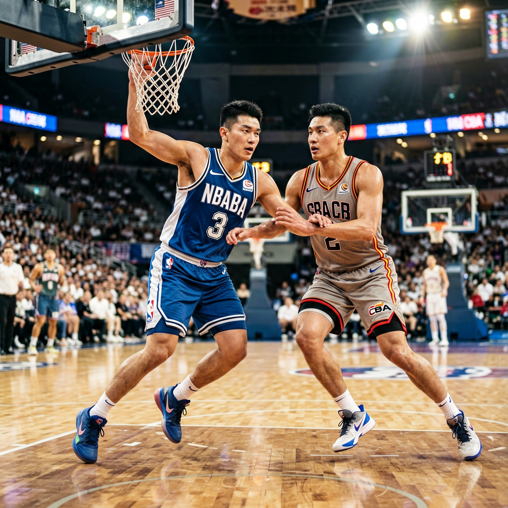 篮球赛场激烈对抗，NBA CBA等职业联赛精彩呈现